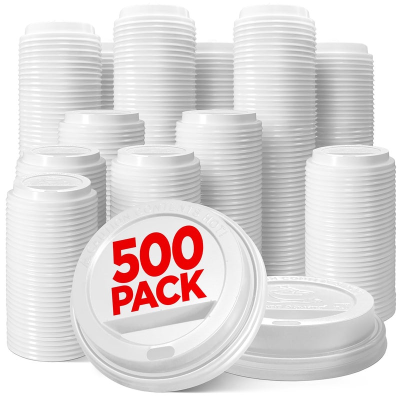 500Pack Coffee Cup Lids Disposable Coffee Lids for 8 10 12 16 20 24 oz Paper Cups Dome for ToGo Beverages Expresso Tea Hot Chocolate White